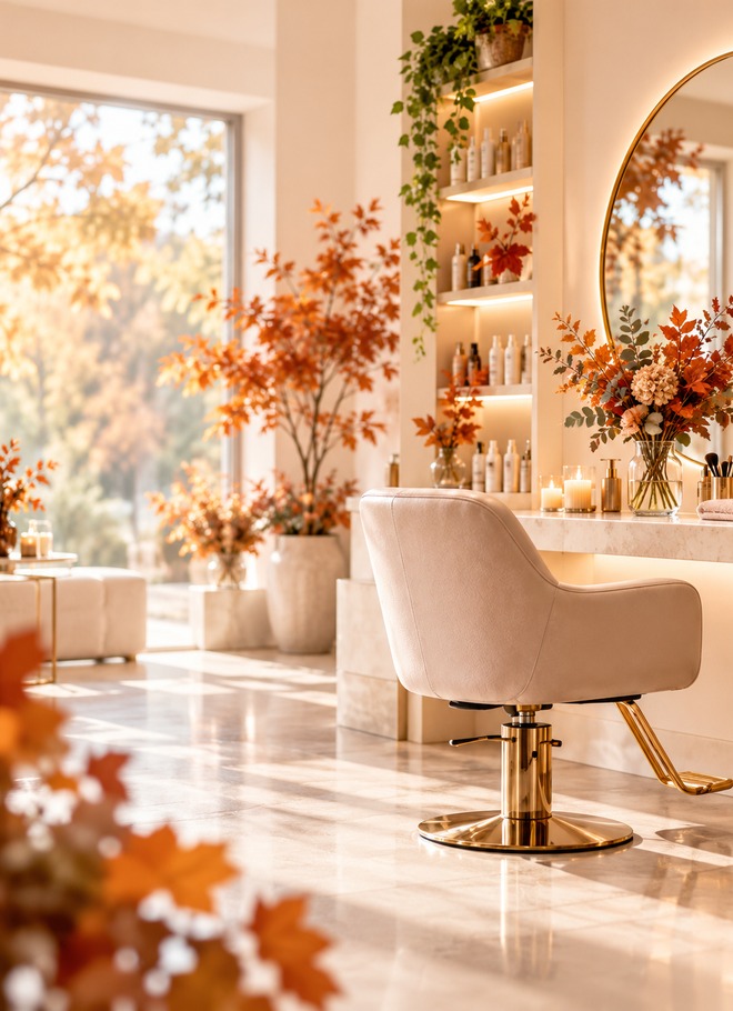 Salon de beauté lumineux décoré pour l’automne
